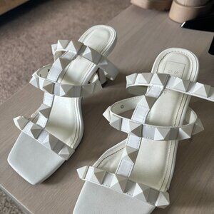 White Studded Heels